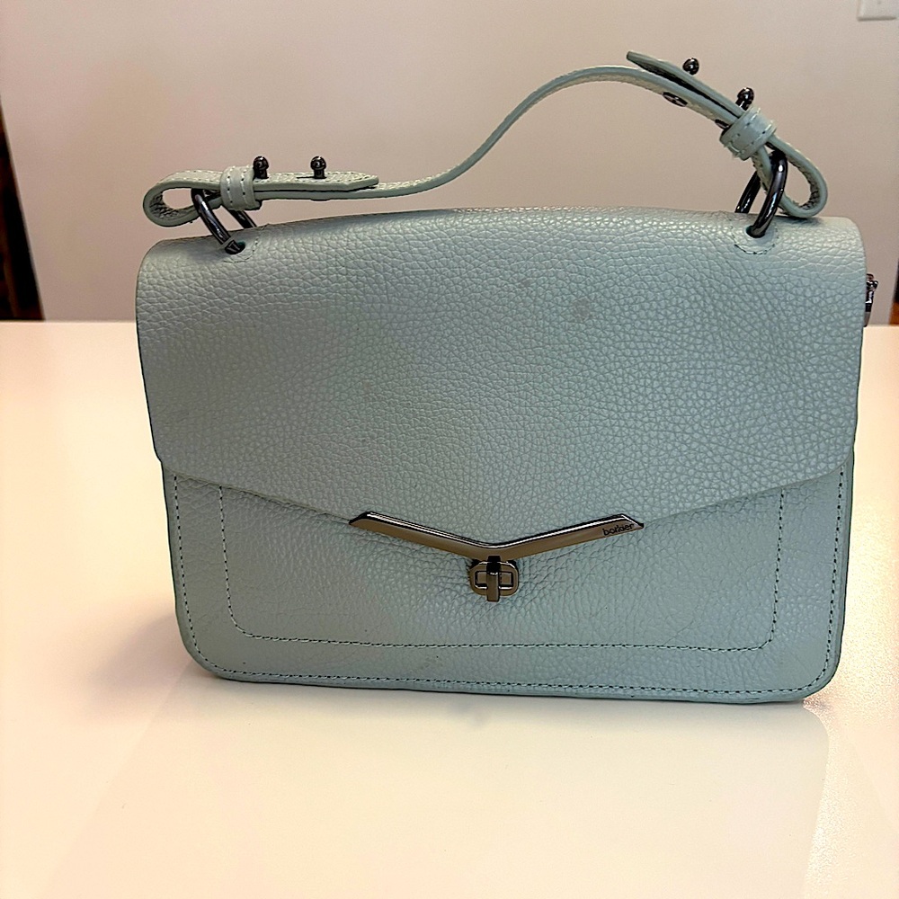 Botkier Valentina Flap Cross Body in light blue/Teal Pebbled Leather
